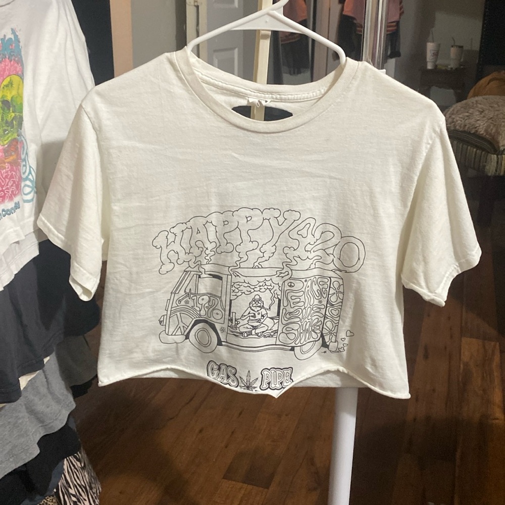 Gas Pipe white cropped T-shirt crop top